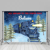 Lofaris All Aboard To North Pole Believe Christmas Backdrop