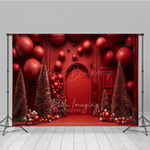 Lofaris All Red Monochromatic Christmas Photography Backdrop Modern and Bold Holiday Minimalist Photo Background