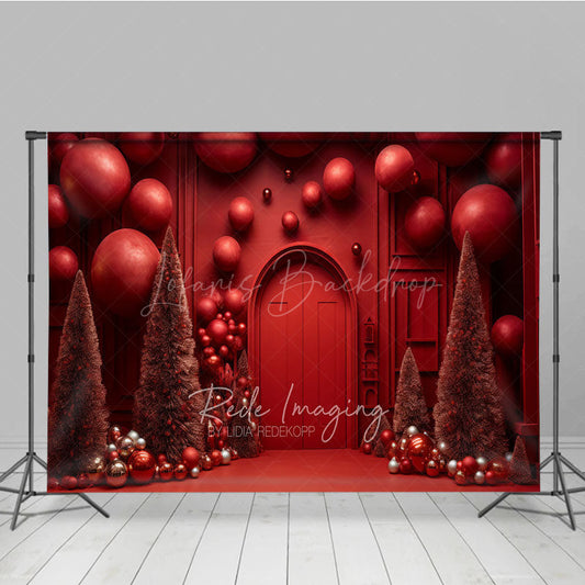Lofaris All Red Monochromatic Christmas Photography Backdrop Modern and Bold Holiday Minimalist Photo Background
