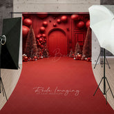 Lofaris All Red Monochromatic Christmas Sweep Backdrop Modern and Bold Holiday Minimalist Photo Studio Floor Drop