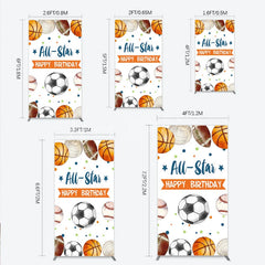 Lofaris All-Star Happy Birthday Sports Theme Rectangle Arch Backdrop Multi-Sport Balls Party Decor for Kids