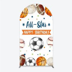Lofaris All-Star Sports Balls Happy Birthday Round Top Arch Backdrop Athletic Theme Party Decor for Kids