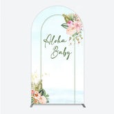 Lofaris Aloha Baby Shower Arch Backdrop Tropical Hawaiian Floral and Palm Leaves Luau Themed Party Photo Booth Decor