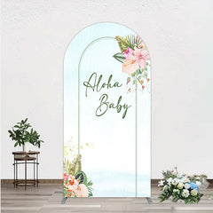 Lofaris Aloha Baby Shower Arch Backdrop Tropical Hawaiian Floral and Palm Leaves Luau Themed Party Photo Booth Decor