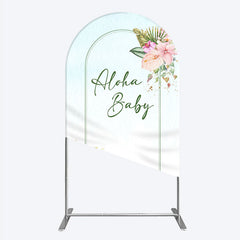 Lofaris Aloha Baby Shower Arch Backdrop Tropical Hawaiian Floral and Palm Leaves Luau Themed Party Photo Booth Decor