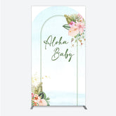 Lofaris Aloha Baby Shower Rectangle Backdrop Tropical Hawaiian Floral and Palm Leaves Luau Themed Party Photo Booth Decor