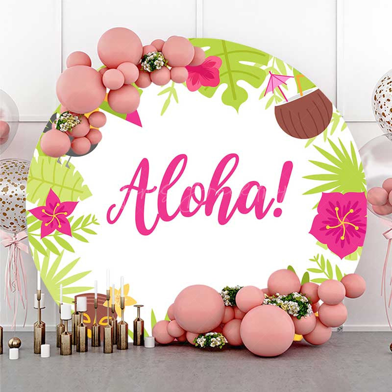 Lofaris Aloha Hawaii Tropical Baby Shower Round Backdrop