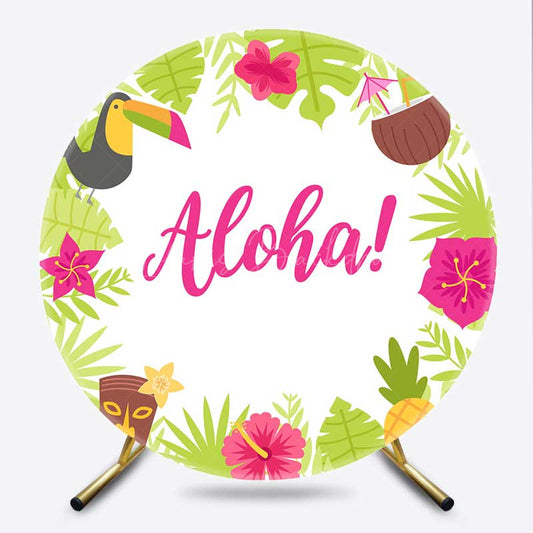 Lofaris Aloha Hawaii Tropical Baby Shower Round Backdrop