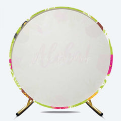 Lofaris Aloha Hawaii Tropical Baby Shower Round Backdrop