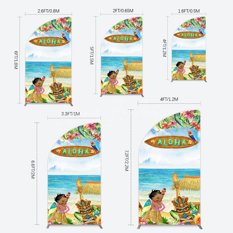 Lofaris Aloha Hawaiian Summer Beach Birthday Half Moon Arch Backdrop