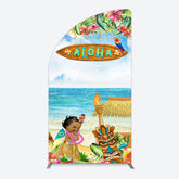Lofaris Aloha Hawaiian Summer Beach Birthday Half Moon Arch Backdrop