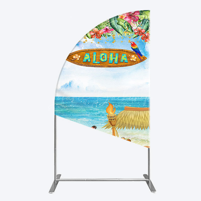 Lofaris Aloha Hawaiian Summer Beach Birthday Half Moon Arch Backdrop