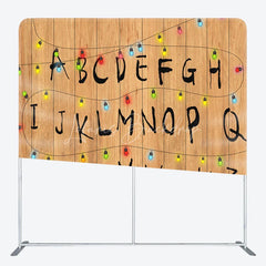 Lofaris Alphabet Wall with Christmas Lights Double-Sided Tension Fabric Backdrop Stranger Inspired Things Party Decor