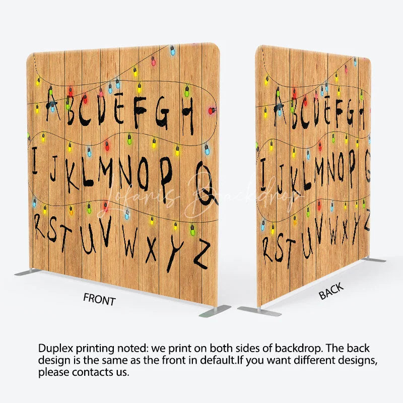 Lofaris Alphabet Wall with Christmas Lights Double-Sided Tension Fabric Backdrop Stranger Inspired Things Party Decor