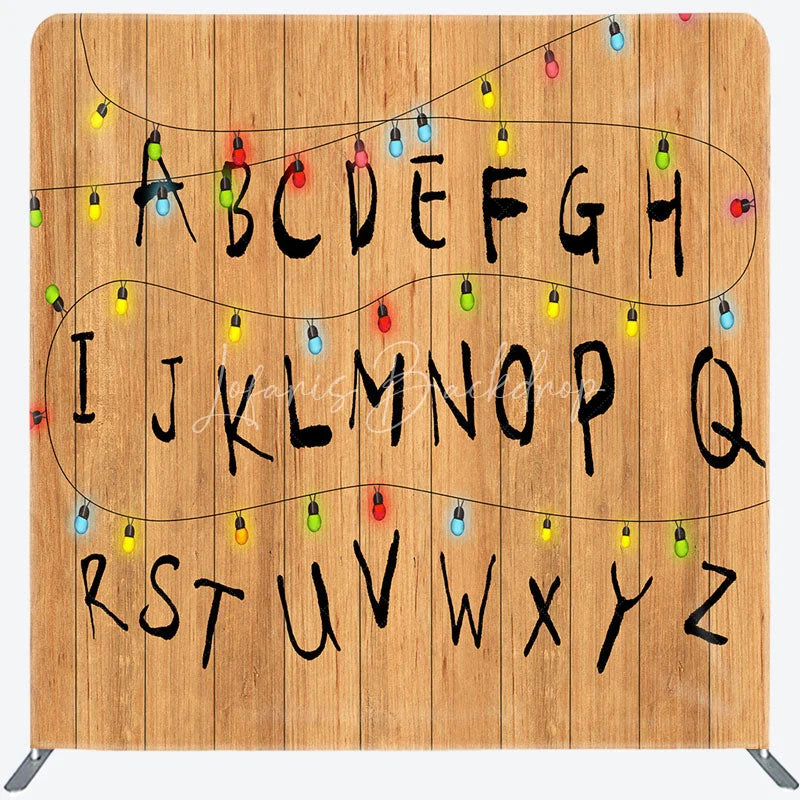 Lofaris Alphabet Wall with Christmas Lights Double-Sided Tension Fabric Backdrop Stranger Inspired Things Party Decor