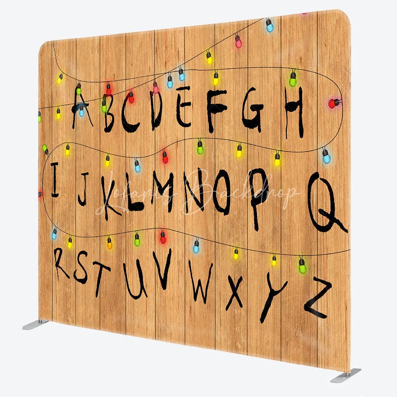 Lofaris Alphabet Wall with Christmas Lights Double-Sided Tension Fabric Backdrop Stranger Inspired Things Party Decor