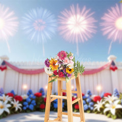Lofaris America Sparklers Floral Independence Day Backdrop