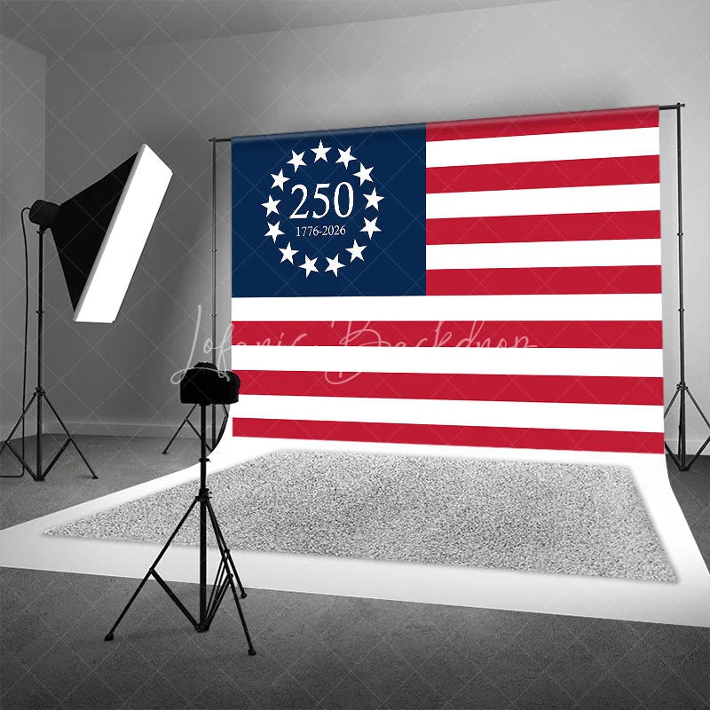 Lofaris American 250th Anniversary Thirteen Stars USA Flag Backdrop 1776 to 2026 Patriotic Party Background