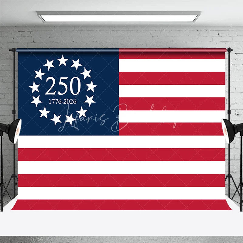 Lofaris American 250th Anniversary Thirteen Stars USA Flag Backdrop 1776 to 2026 Patriotic Party Background