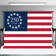 Lofaris American 250th Anniversary Thirteen Stars USA Flag Backdrop 1776 to 2026 Patriotic Party Background