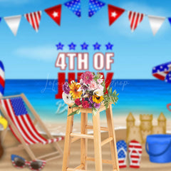 Lofaris American Eagle Flag Beach July 4th Holiday Backdrop