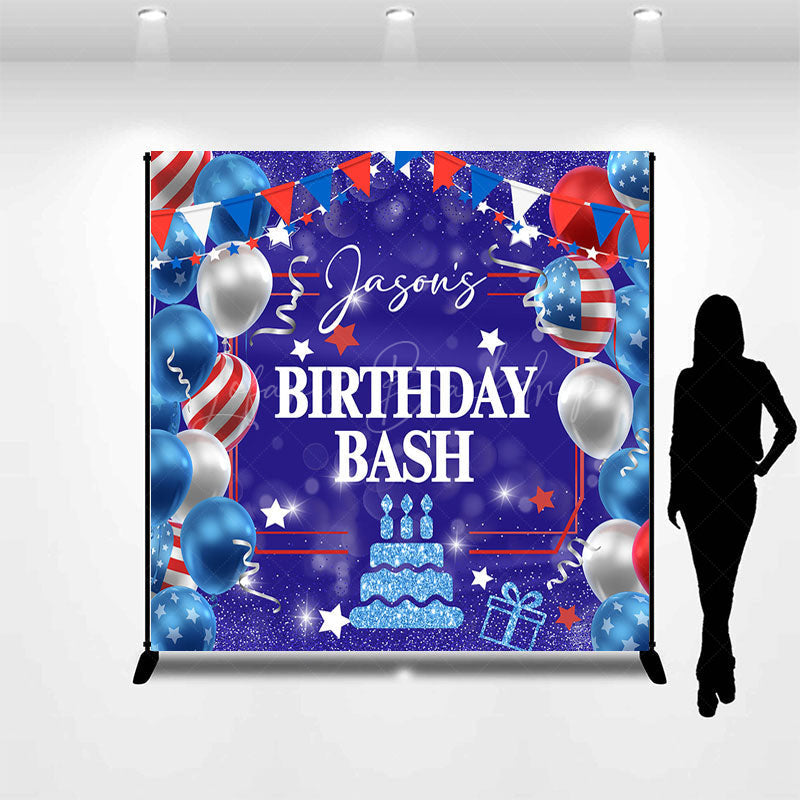 Lofaris American Flag Balloon Custom Photo Birthday Backdrop