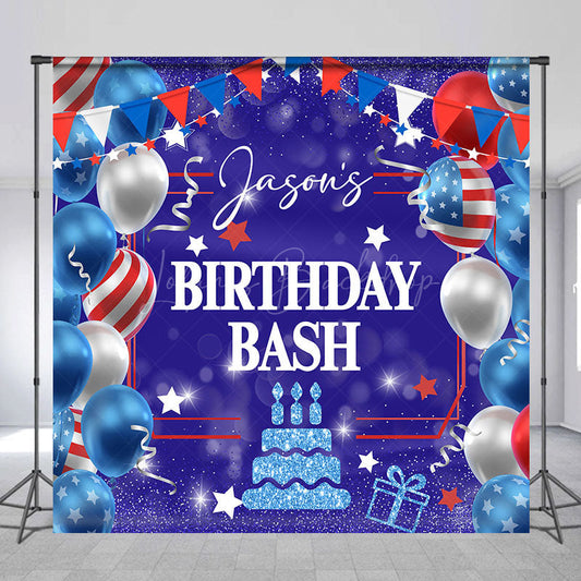 Lofaris American Flag Balloon Custom Photo Birthday Backdrop