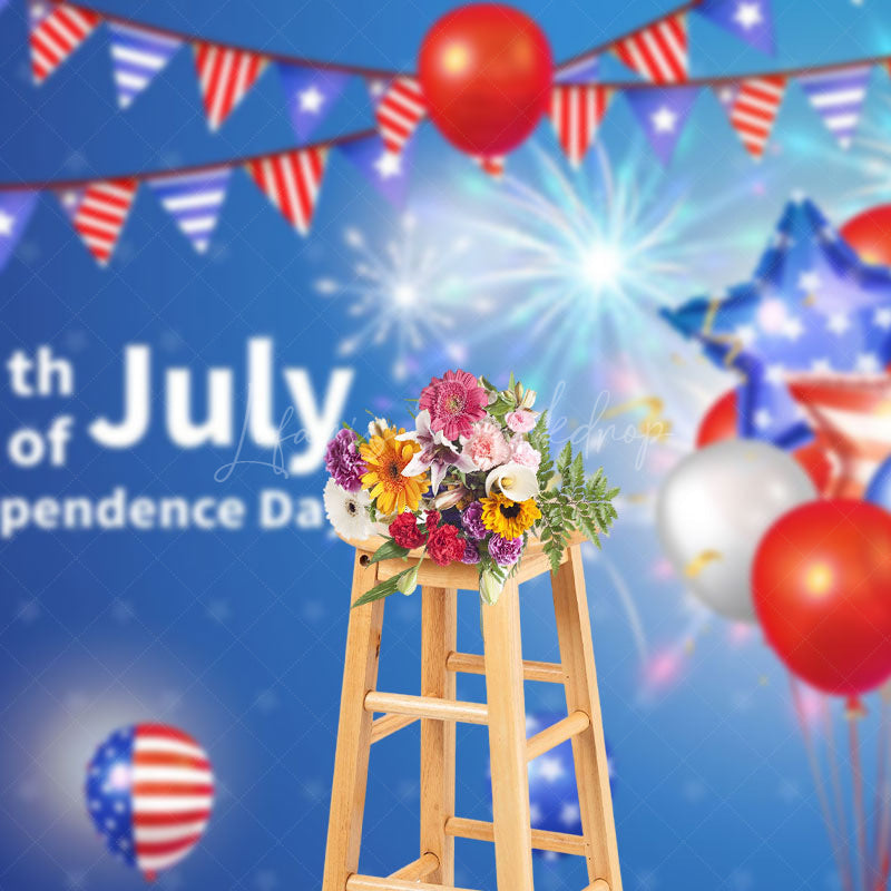 Lofaris American Flag Balloon Star July 4th Holiday Backdrop