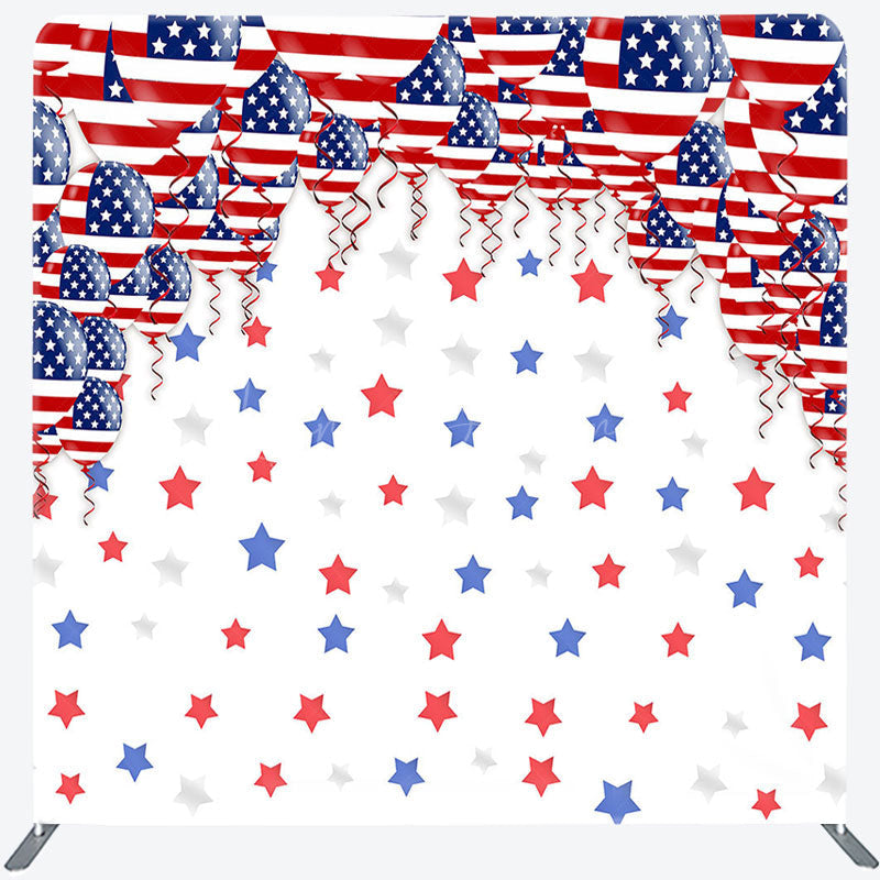 Lofaris American Flag Balloon Stars Square Tension Backdrop