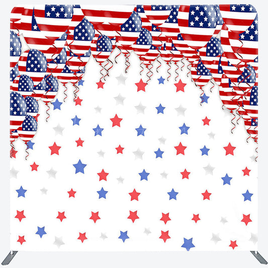 Lofaris American Flag Balloon Stars Square Tension Backdrop