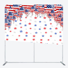 Lofaris American Flag Balloon Stars Square Tension Backdrop
