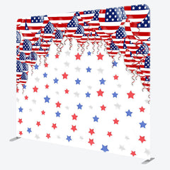 Lofaris American Flag Balloon Stars Square Tension Backdrop