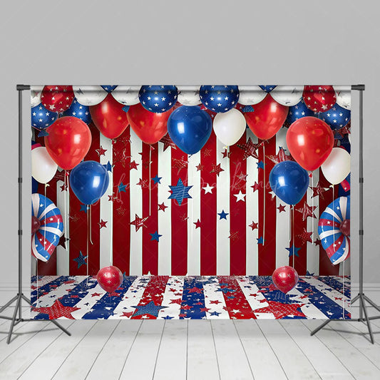 Lofaris American Flag Balloons Birthday Cake Smash Backdrop