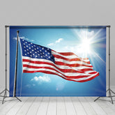 Lofaris American Flag Under The Sky Sunshine Photo Backdrop