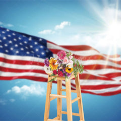 Lofaris American Flag Under The Sky Sunshine Photo Backdrop