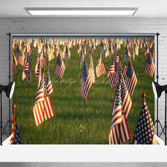 Lofaris American Flags Standing Grassland Mourn Backdrop