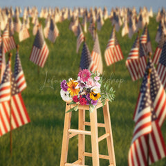 Lofaris American Flags Standing Grassland Mourn Backdrop