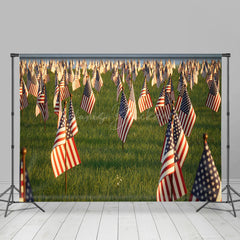 Lofaris American Flags Standing Grassland Mourn Backdrop