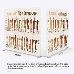 Lofaris American Sign Language ASL Alphabet Tension Fabric Backdrop Educational Hand Signs Party Decorations