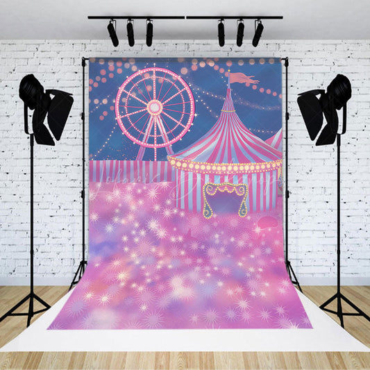 Lofaris Amusement Park Bokeh Birthday Cake Smash Backdrop