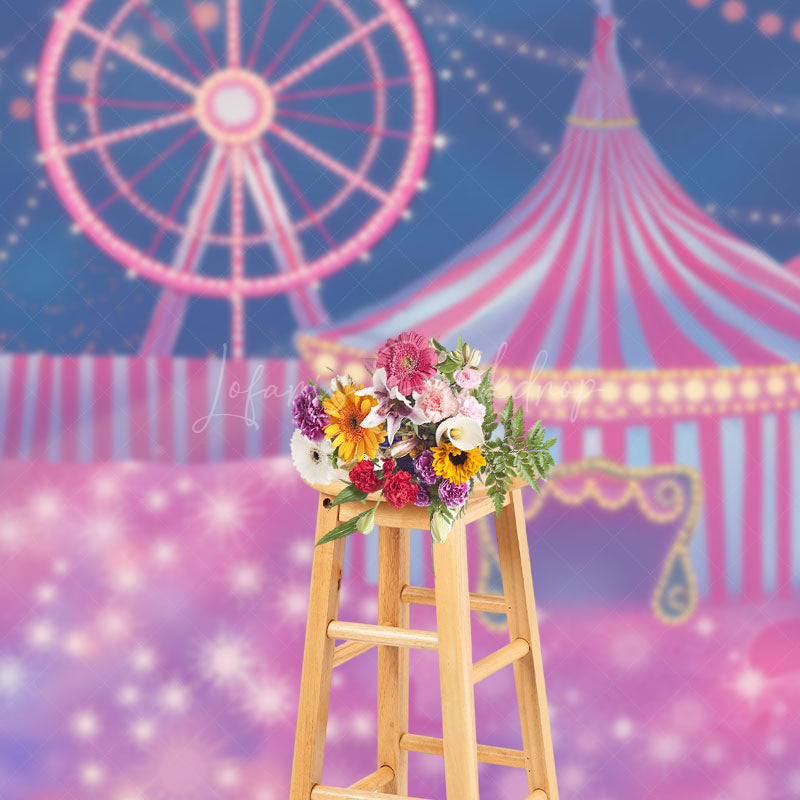 Lofaris Amusement Park Bokeh Birthday Cake Smash Backdrop