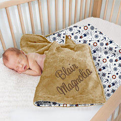 Lofaris Anchor Lighthouse Sailing Theme Minky Baby Blanket