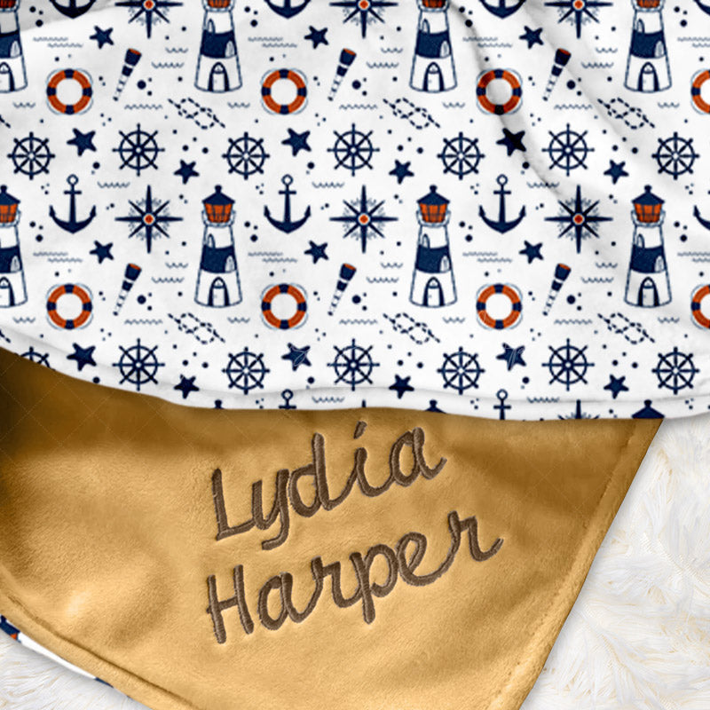 Lofaris Anchor Lighthouse Sailing Theme Minky Baby Blanket