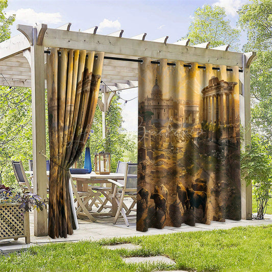 Lofaris Ancient Rome Scene Waterproof Printed Outdoor Curtains