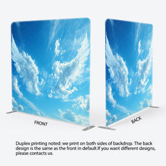Lofaris Angel Wings in the Sky Square Tension Backdrop Blue and White Clouds Memorial or Baptism Photography Prop