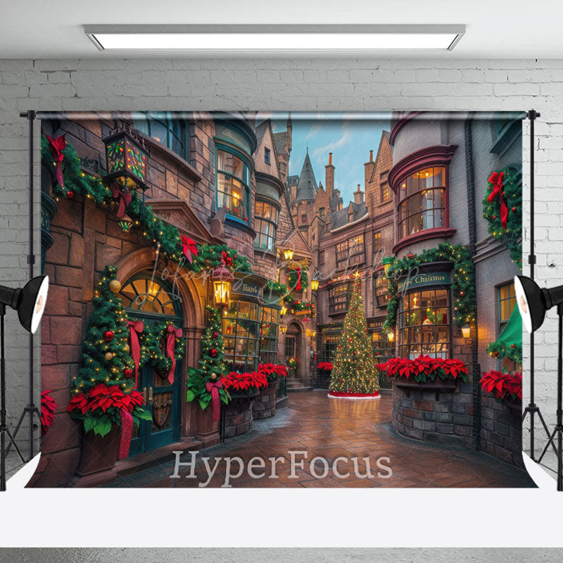 Lofaris Anicent Brown Town Festive Christmas Vibe Backdrop