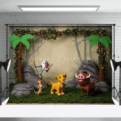 Lofaris Animal Jungle Forest Cartoon Cake Smash Backdrop