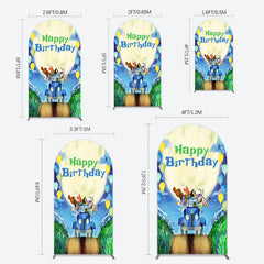 Lofaris Animals Blue Truck Balloons Birthday Arch Backdrop