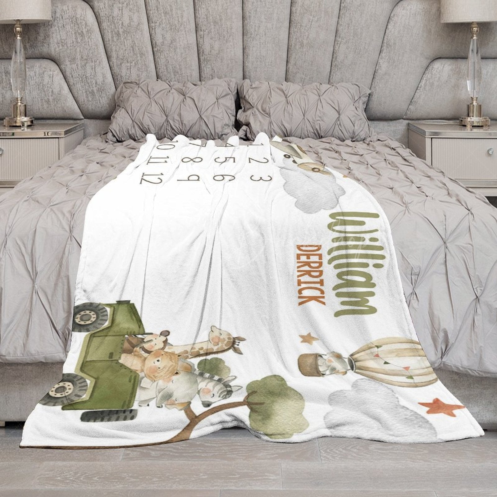 Lofaris Animals Tree Cloud Month Table Custom Name Blanket