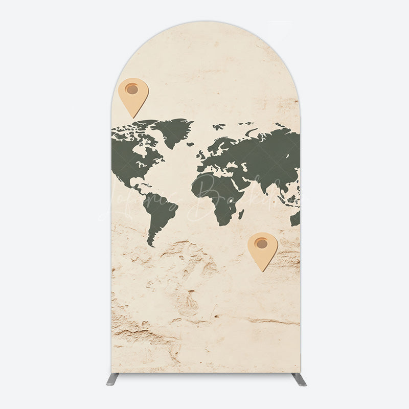 Lofaris Animals World Map Adventure Travel Arch Backdrop